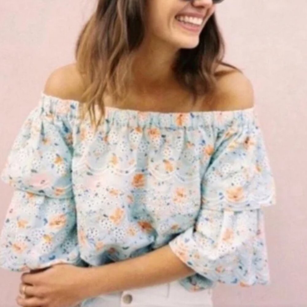 Laia for Anthropologie Ashabtula Off-the-shoulder Eyelet Top - Size Small